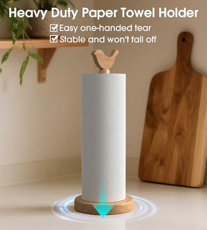 Cute Wooden Paper Towel Holder Stand - Kitchen Paper Hanger Rack Bathroom Towel Roll Stand Organizer Simply Standing Countertop Paper Roll Holder, Bird - size: Standard, style: Bird