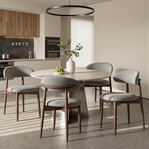 COLAMY Mid-Century Modern Wooden Dining Chair Set of 4, Indoor Upholstered Kitchen Chairs with 2.6" Cozy Padded Seat, Walnut Finish Side Dining Chair, [Green] - color: Green, size: 4 Chairs