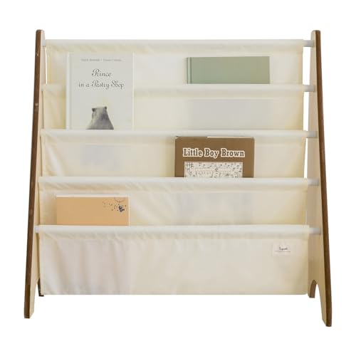 3 Sprouts Recycled Kids Bookshelf, Holds 35 Books, 4-Tier, Cream | Space-saving bookshelf, Children's room, Toddler bookcase organizer, Ages 3+, Book/toy storage, Front-facing, Covers visible - color: Solid Cream