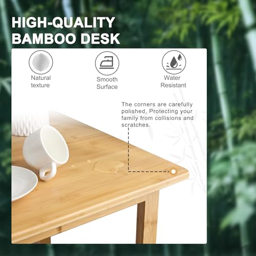 Nnewvante 47 Inch Computer Desk, Bamboo Writing Desk, Modern Simple Work Desk for Home Office, Gaming Desk Study Table - size: 47''-Bamboo
