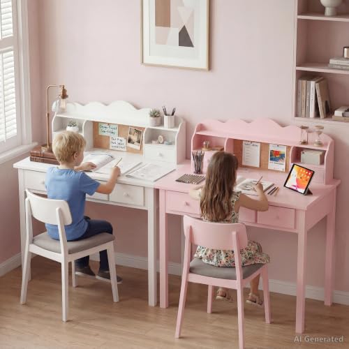 FUNKOCO Home Office Furniture Writing Desk, 36 Inch Computer Work Station with Detachable Hutch for Small Place, 5 Drawers(White) - color: 1-white