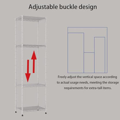REGILLER 6 Wire Shelving Steel Storage Rack Adjustable Unit Shelves for Laundry Bathroom Kitchen Pantry Closet (16.7L x 11.9W x 64H, Silver) - color: Silver