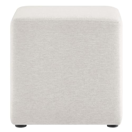 Modway 17" Square Woven Heathered Fabric Upholstered Upholstered Ottoman - color: Heathered Weave Ivory