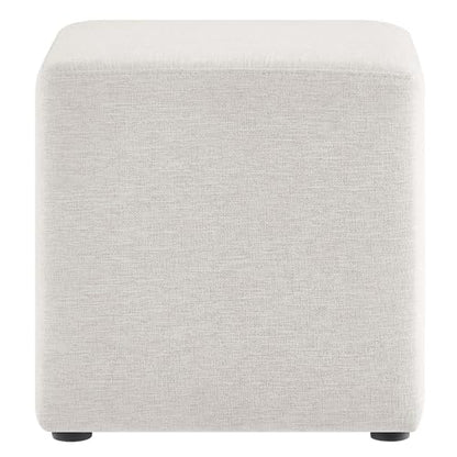 Modway 17" Square Woven Heathered Fabric Upholstered Upholstered Ottoman - color: Heathered Weave Ivory