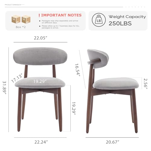 COLAMY Wooden Dining Chairs Set of 4, Modern Fabric Upholstered Dining Room Chair, Farmhouse Kitchen Chair with Foot Pegs, Light Grey - color: Lightgrey, size: Set of 4