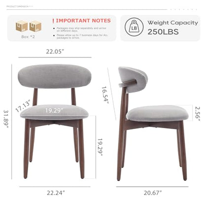 COLAMY Wooden Dining Chairs Set of 4, Modern Fabric Upholstered Dining Room Chair, Farmhouse Kitchen Chair with Foot Pegs, Light Grey - color: Lightgrey, size: Set of 4