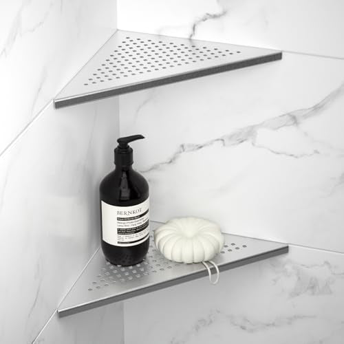 10'' Corner Shower Shelf 2 Pack | 304 Stainless Steel Tiled Shelves for Bathroom, Grout in Shelf, Silver - color: Silver, size: 10''