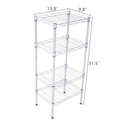 4-Tier Steel Storage Shelving Unit, Chrome | Adjustable, Small Shelf Rack, Leveling Feet, for Kitchen Pantry Garage - color: Chrome, 4 Tier-13.77"