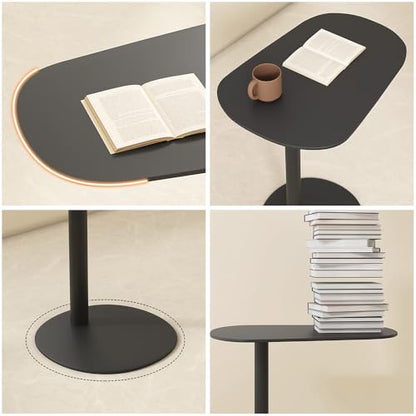 C Shaped End Table Small Side Tables Living Room, Metal Coffee Accent Table | Outdoor C Table Narrow Sofa Table, Couch Tables That Slide Under, TV Trays Bedside Nightstand for Bedroom Patio Small Spaces