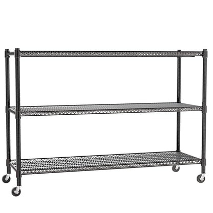 REGILLER 3-Wire Shelf Adjustable Heavy Duty Storage Shelves,Metal Organizer Wire Rack for Laundry Bathroom Kitchen Pantry Closet Garage Shelving with Wheel(Black,24" Dx59.6 Wx47.6 H) - size: 3Tier With Wheel 24"D x 59.6"W x 47.6"H