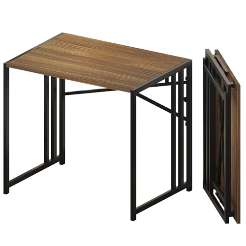Lutown-Teen Folding Computer Desk 32 inch Writing Gaming Computer Camping Table, No Assembly Required Home Office Desk, Espresso - color: Espresso, size: 32 Inch