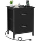 Vagusicc Nightstand with Charging Station, Bedside Table with USB Ports and Outlet, End Table Side Table with 2 Fabric Drawers for Bedroom, Living Room, Black - color: Black (1 Pack)