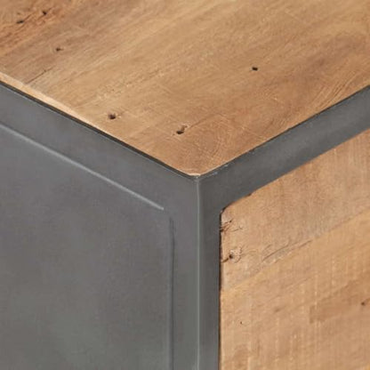 Industrial Nightstand with 2 Drawers, Reclaimed Wood Bedside Cabinet with Steel Frame and Wheels, Rustic Side Table for Bedroom Storage, 15.7 x 11.8 x 20.1 Inches