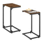 Simple Trending C Shaped Side Table, Small End Table Set of 2, TV Trays Sofa Couch Table for Living Room, Bedside, Rustic Brown - size: Wide Table Top Two-piece Set