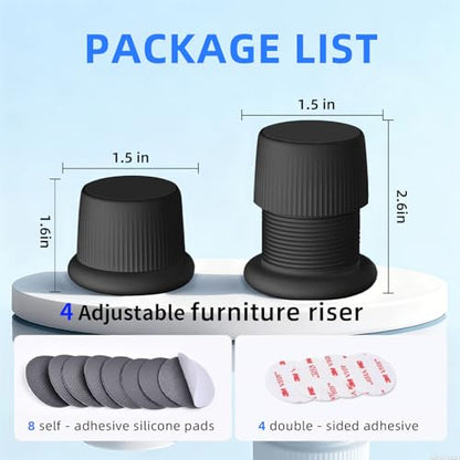 Microwave Risers - Adjustable Height (1.6in-2.6in) Microwave Oven Feet, 4-Pack Non-Slip Microwave Cooling Stand for Small Appliances (Microwave, Air Fryer) & Furniture (Sofa, Table) Black - color: Black
