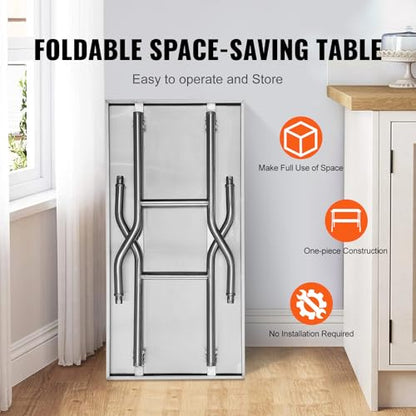 VEVOR Stainless Steel Foldable Work Table, 30 * 48 Inch Heavy Duty Food Outdoor Double Layer Stainless Steel Worktable for Commercial Kitchen Restaurant - size: Double layer 30"*48", style: Foldable