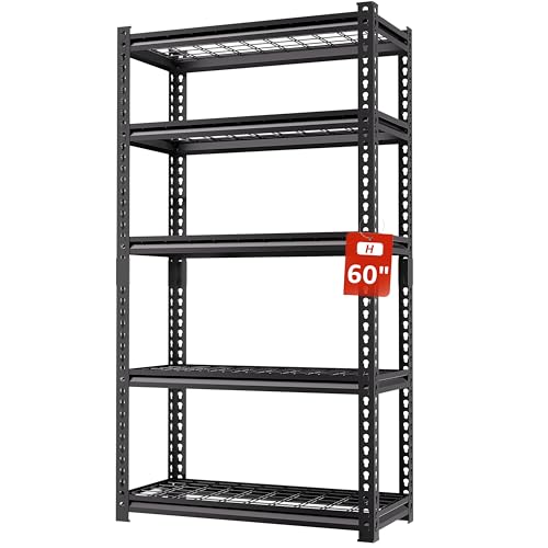 5 Tire Storage Shelving Heavy Duty Garage Shelves 2000LBS Load Bearing, Full Metal Shelving Units, Durable Construction, Adjustable Shelves, Easy Assembly, 28''W x 12''D x 60''H (60*28*12) - size: 5T 28" W x 12" D x 60''H