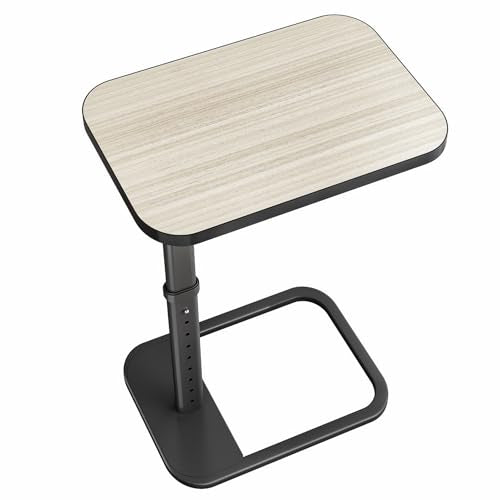 Driftwood Grey TV Tray Table, Adjustable Height & Rounded Metal Corners, Snack Table for Couch, Sofa, Bed, Chair, Living Room, C Shaped End Side Table for Eating, Dinner or Laptop, Small Spaces - color: Driftwood Gray, style: Standard