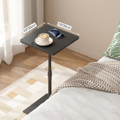 TUTOTAK Tall Side Table, Wide Top End Table, Adjustable Height Drink Table | Pedestal Table for Small Spaces, Accent Nightstand, livingroom, Bedroom, Black TB01BK097 - color: Black, size: 1 Pack, style: Square