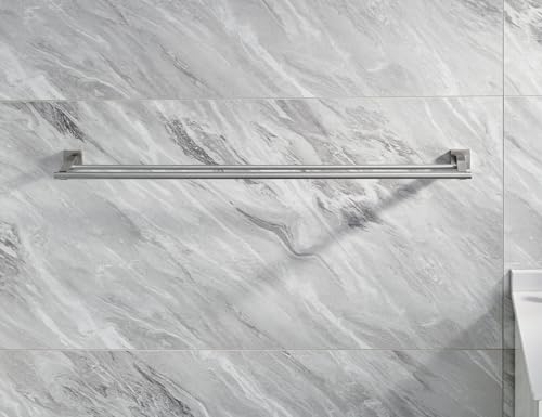 Miyili 36-Inch Bath Double Towel Bar Stainless Steel Bathroom Towel Rack Holder Wall Mount Brushed Finish, A02N90B - color: Brushed Steel, size: 36-Inch