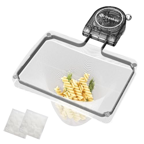Kitchen Sink Strainer with 100 PCS Filter Mesh Bag, Food Waste Filter Basket, Suction Cup Folding Washing Vegetables and Fruits Drying Bag Holder(Grey) - color: Grey Kitchen Sink Strainer + 100pcs Sink Strainer Bags