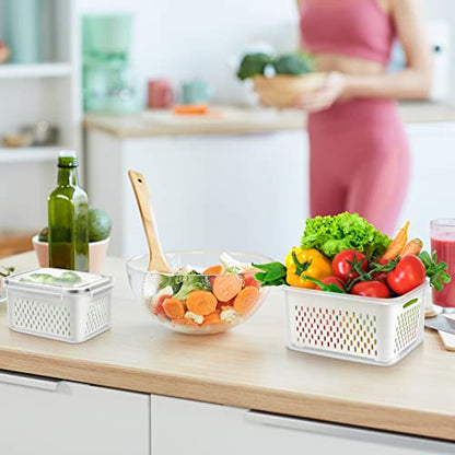 12 Pieces Fruit Storage Containers For Fridge with Removable Colanders | 6 Pack BPA-Free Fresh Food Containers with Airtight Lids Fresh for Fruit Berry Produce Vegetable, Dishwasher & Microwave Safe - color: 6 Sets/12 Pcs - S