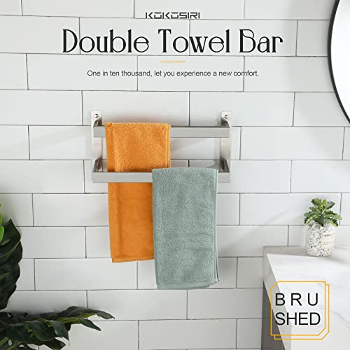 KOKOSIRI Hand Towel Bars 16 Inches Bathroom 2-Tiers Ladder Towel Rails Towel Holders Wall Mounted Towels Shelves Rack Brushed Stainless Steel, B5008BR-L16 - color: Brushed Nickel, size: 16-Inch