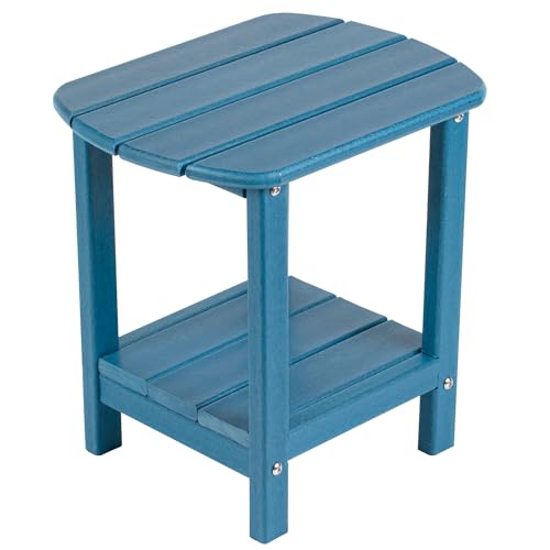 nalone Adirondack Side Table 16.5" Outdoor Side Table HDPE Plastic Double Adirondack End Table Small Table for Patio(Navy Blue) - color: Navy Blue