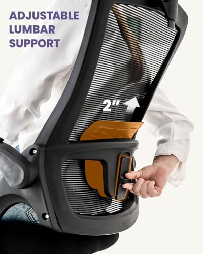 NEO Chair Office Desk Chair Gaming Computer High Back Support Mesh Comfy Seat with Adjustable Ergonomic Headrest Lumbar Rolling Flip-up Armrests and Wheels (Mesh Black) - color: Mesh Black
