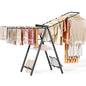 Clothes Drying Rack, 67.7" L Height Adjustable, Foldable, Black | 1.5"Folded, No Assembly, Space-Saving, Spacious Design, Adjustable Wings, Clips, Mesh Shelf, Shoe Rack, Indoor & Outdoor Use - color: Black