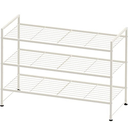 Simple Houseware 3-Tier Stackable Shoes Rack Storage Shelf, White - color: White, style: Wired Grid Panel