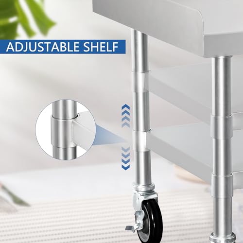 HARDURA Stainless Steel Equipment Work Stand 30" x 36" Prep Table with Under Shelf and Caster for Commercial & Workplace, Home, Hotel, Garage - size: 30" x 36"