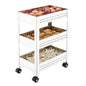 3-Tier Rolling Utility Cart with Wheel, Stainless Steel Storage Trolley Organizer for Kitchen, Bathroom, Portable Multi Purpose Storage Rack Shelf, Movable Laundry Organizer Cart (Silver) - size: 3 - Tier