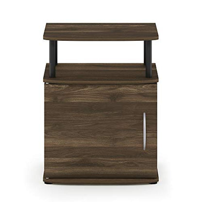 Furinno JAYA End Side Sofa Table/Nightstand with Door, 1-Pack, Columbia Walnut/Black - color: Columbia Walnut/Black, size: 1-Pack