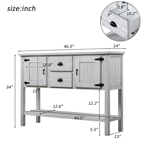 LKTART Solid Wood Farmhouse Console Table,Sofa Table with Storage Drawers and Shelves,Entryway Table for Entry Hallway Foyer Sofa Side Table,Easy Assembled (46.5" Antique White) - color: Antique White