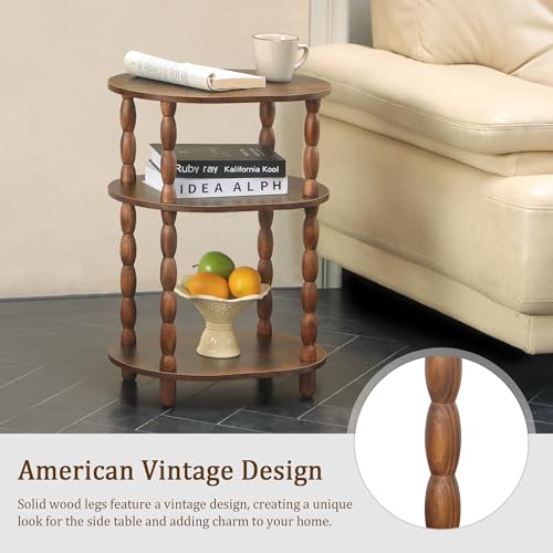 MaxSmeo Side Table with Charging Station, 3-Tier Small End Table with USB Ports and Outlets, Modern Oval Night Stand Accent Table for Living Room, Bedroom, Rustic Brown - color: Rustic Brown Charging Station