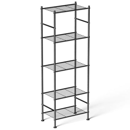 Abiglifty Storage Shelves, 5 Tier Metal Shelf Organizer, Garage Shelving with Adjustable Leveling Feet, Shelves Organizer for Bathroom, Closet, Garage, 18" x 12" x 57", Black - size: 5 Tier