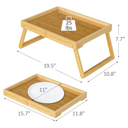 RRX Bed Tray Table with Folding Legs, Breakfast in Bed Tray (1, Beige) | Bed Trays for Folding Table Eating, Kitchen Serving, Food, Sofa, Snacking or Working, Laptop Desk Dinner, Snack Tray - color: Beige