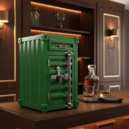 Industrial Metal Container Side Table, 3-Tier End Tables with Drawers, Bedside Table, Container Style Locker Wrought, Retro Style Metal Container Cabinet for Bar/Bedroom/Garage (Green) - color: Green