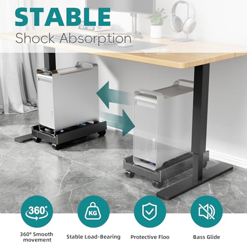 Adjustable CPU Holder with Cooling Fan and RGB Light,Mobile CPU Holder with 4 Rolling Casters, Under Desk Computer Tower Stand PC Floor Cart PC Riser for Office, Home (with Fan) - color: With Fan
