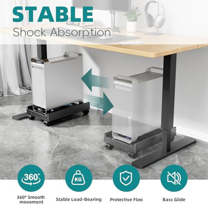 Adjustable CPU Holder with Cooling Fan and RGB Light,Mobile CPU Holder with 4 Rolling Casters, Under Desk Computer Tower Stand PC Floor Cart PC Riser for Office, Home (with Fan) - color: With Fan