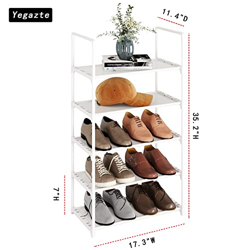5-Tier Stackable Shoe Rack, Narrow Shoe Stand for 10-12 Pairs Shoe and Boots Organizer Storage Shelf Space Saving for Closet, Entryway and Hallway(White) - size: 5-Tier(White)-Narrow