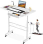 COMHOMA Small Standing Desk Adjustable Height Small Computer Desk Mobile Portable Rolling Laptop Table with Wheels 32" Computer Workstation Sit Stand Desks Portable Standing Table Treadmill desks - color: White