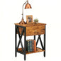 JMLHMXC Nightstands Industrial Bedside End Tables with Drawer and Storage Shelf,Small Side Table for Bedroom, Living Room, Sofa Couch,Brown