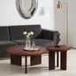 Nesting Coffee Table Set of 2, Burgundy | Modern Wooden Coffee Table, Circle Tea Table and End Table Set, Accent Center Tables for Living Room, Office - color: Burgundy, style: Coffee Table Set of 2