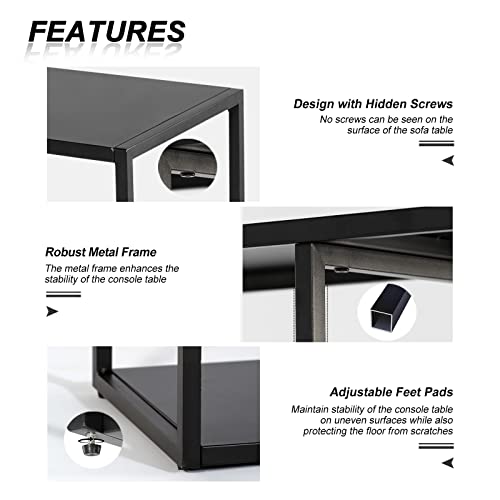 HDANI Console Table, Narrow Entryway Table, 3 Tier Metal Hallway Table, 9.8''Dx31.5''Wx29.7''H(Black) - color: Black, size: 9.8"D×31.5"W×29.7"H