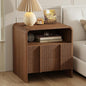 AMERLIFE Fluted Night Stand with Storage Drawers, Modern Small Nightstand & Bedside Table with Open Shelf, Curved Profile Design & Pine Handles, Wood End Table for Bedroom, Walnut - color: Walnut