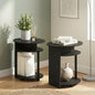 3-Tier Set of 2 Round End Table with Oval Tabletop, Bedside Table with Open Shelf, Night Stand, Side Table, for Bedroom, Living Room, Walnut - color: Walnut/Black, size: 3 Tier, Set of 2