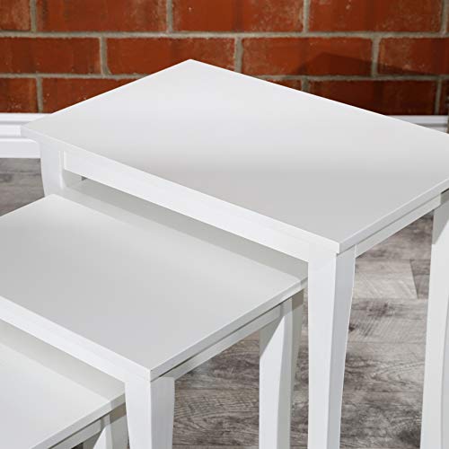 DTY Indoor Living 3-Piece Nesting Tables - Wooden Table Set of 3 for Living Room - Stackable Tables with Sleek White Finish for Stylish and Space-Saving Home Furniture - color: Boulder Design/White Finish