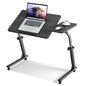 TV Tray Table, Mobile TV Dinner Trays for Eating on Couch, Folding Side Desk with Wheels, Tilt & Height Adjustable Snack Table Laptop Desk for Sofa Living Room Bedroom & Office (Black) - color: Black